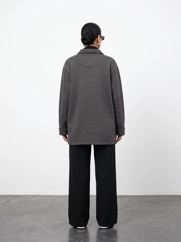 Grey Oversized Fleece Shirt Jacket | Montivo Pakistan