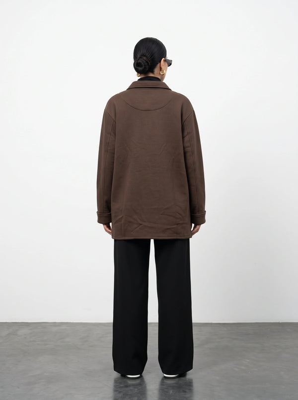Brown Oversized Fleece Shirt Jacket | Montivo Pakistan
