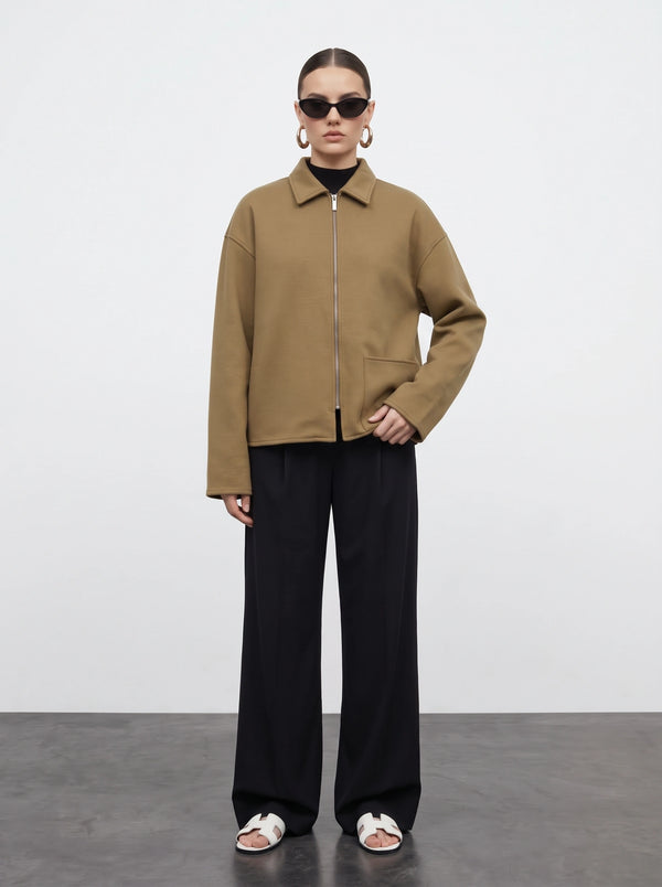 Khaki Patch Pocket Zip Jacket | Montivo Pakistan
