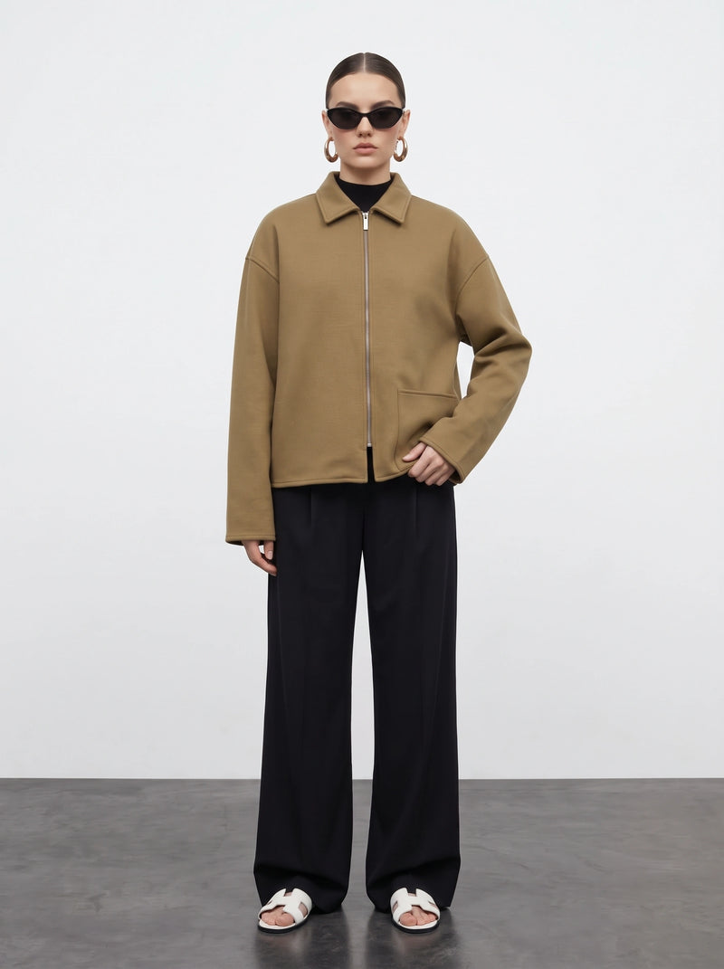 Khaki Patch Pocket Zip Jacket | Montivo Pakistan