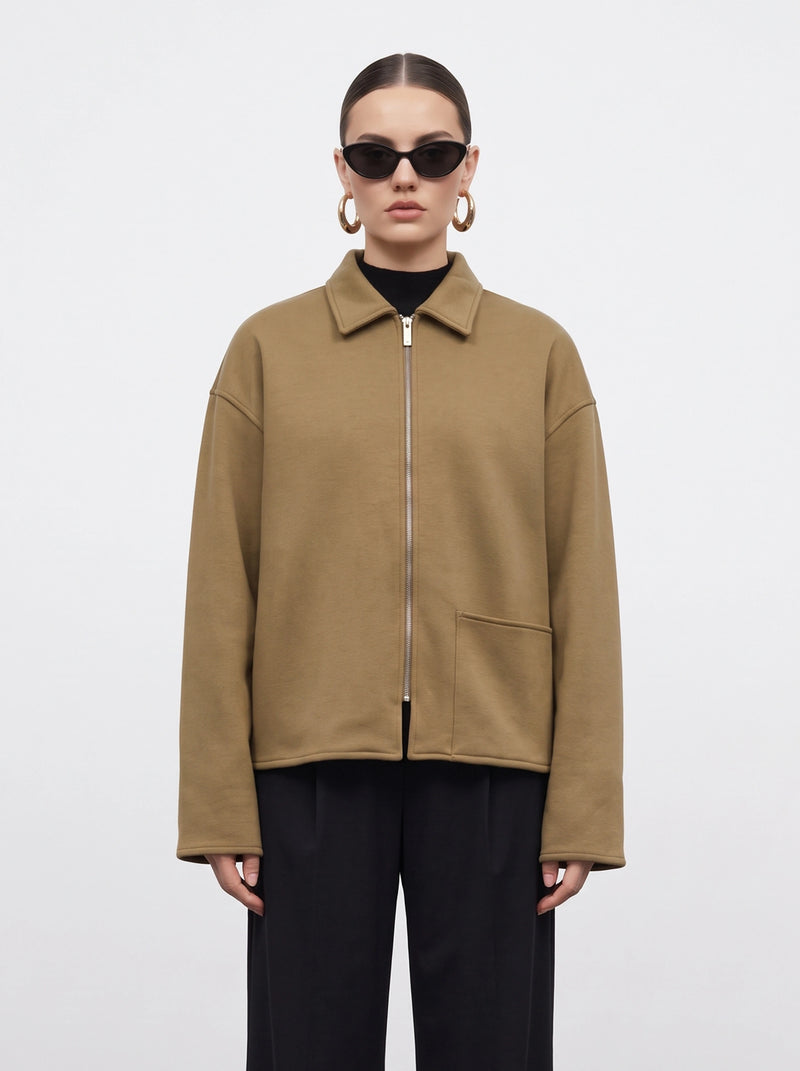 Khaki Patch Pocket Zip Jacket | Montivo Pakistan