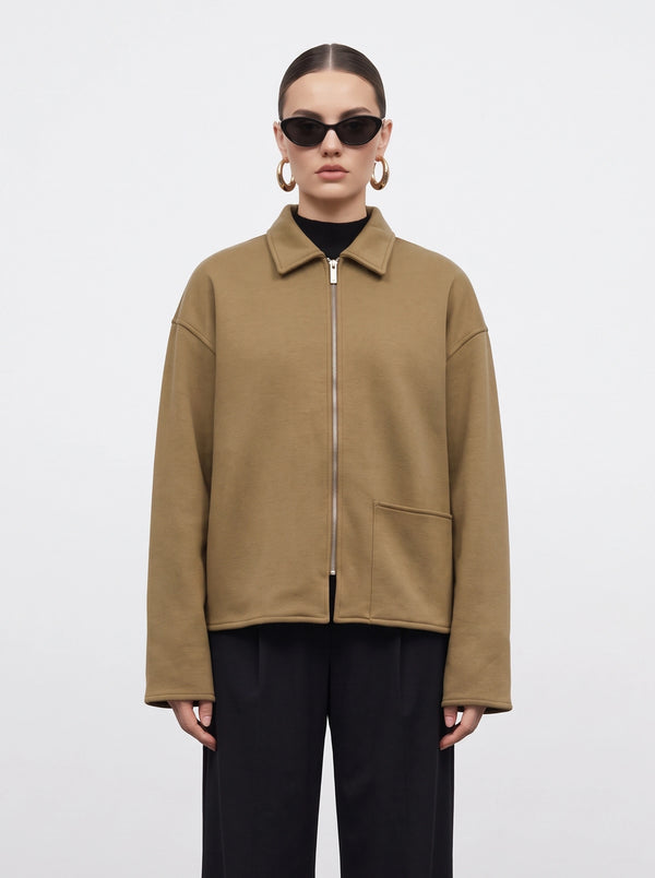 Khaki Patch Pocket Zip Jacket | Montivo Pakistan