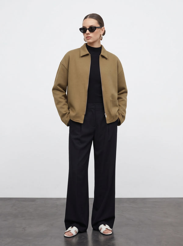 Khaki Patch Pocket Zip Jacket | Montivo Pakistan