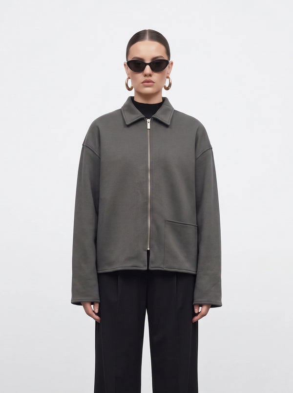 Grey Patch Pocket Zip Jacket | Montivo Pakistan