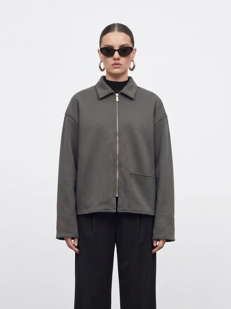 Grey Patch Pocket Zip Jacket | Montivo Pakistan