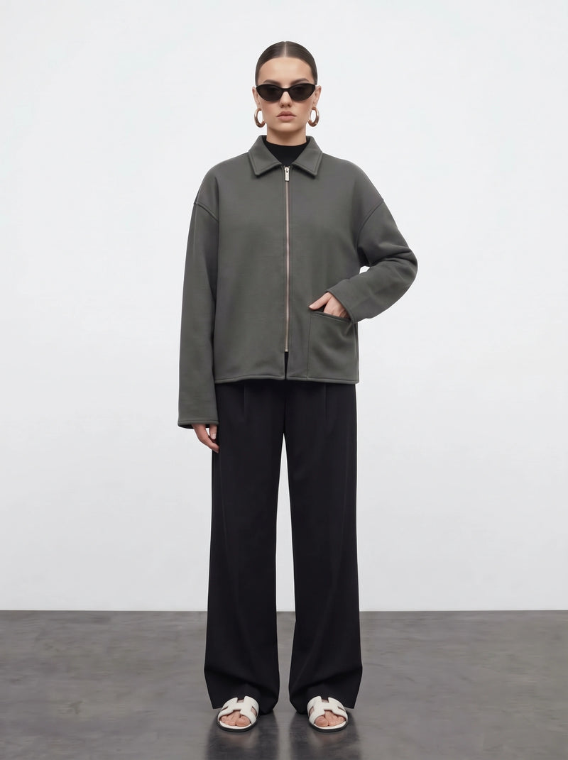 Grey Patch Pocket Zip Jacket | Montivo Pakistan