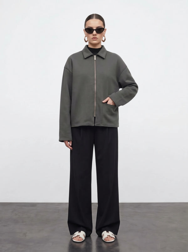 Grey Patch Pocket Zip Jacket | Montivo Pakistan