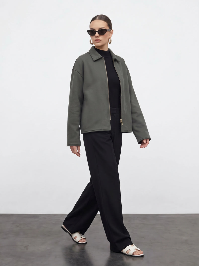 Grey Patch Pocket Zip Jacket | Montivo Pakistan