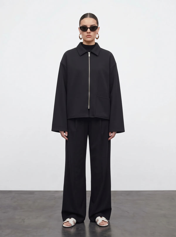 Black Patch Pocket Zip Jacket | Montivo Pakistan