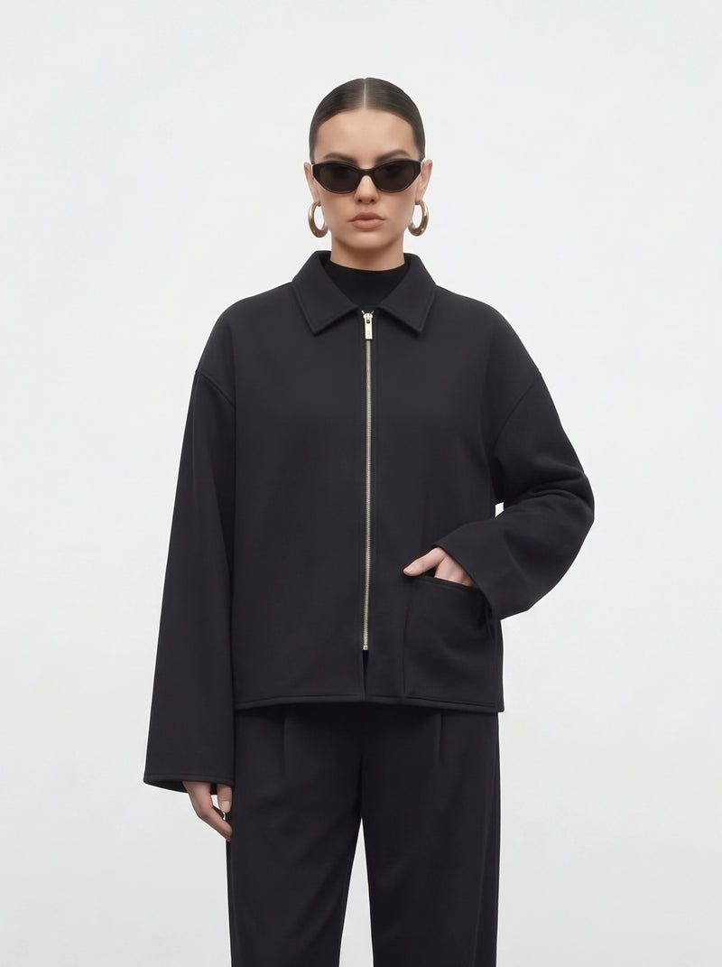 Black Patch Pocket Zip Jacket | Montivo Pakistan