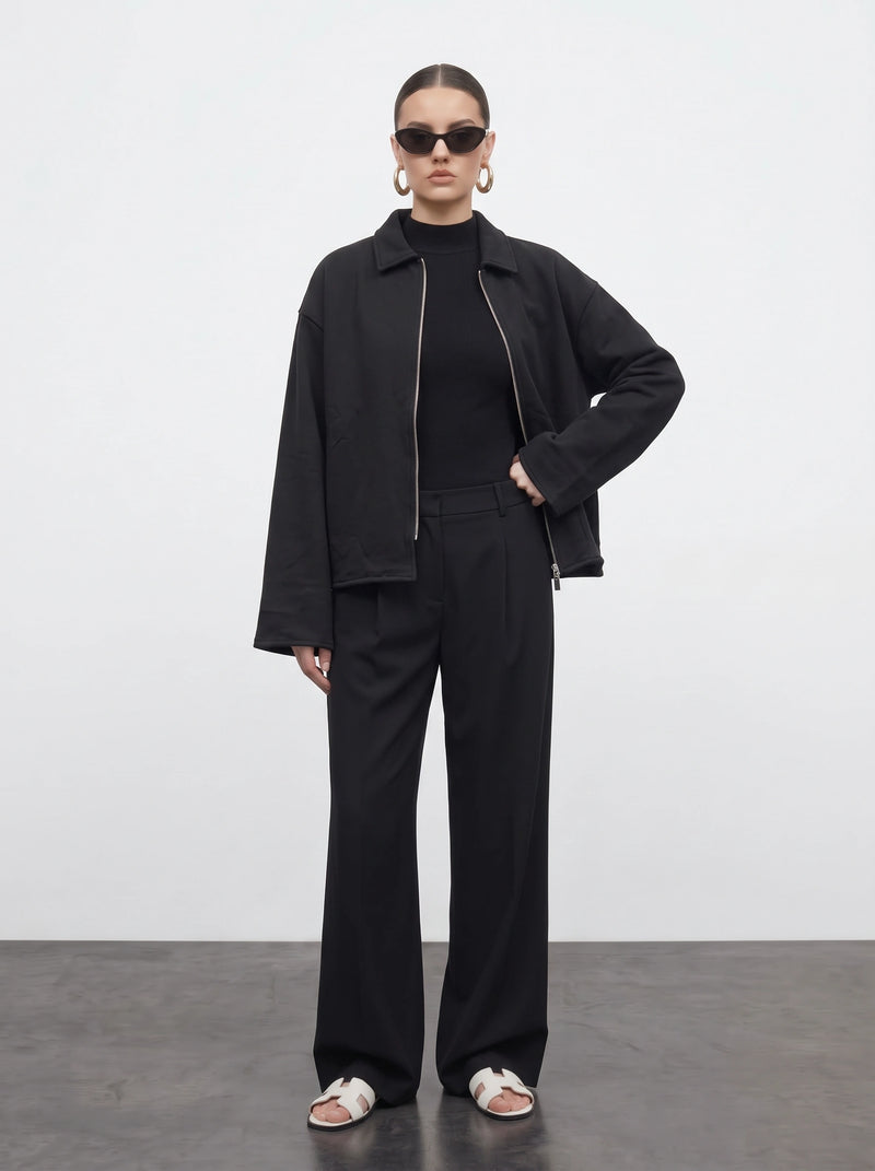 Black Patch Pocket Zip Jacket | Montivo Pakistan