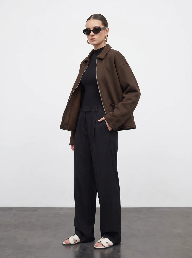 Chocolate Brown Patch Pocket Zip Jacket | Montivo Pakistan