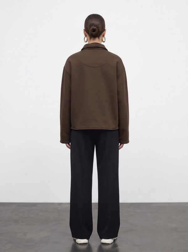 Chocolate Brown Patch Pocket Zip Jacket | Montivo Pakistan