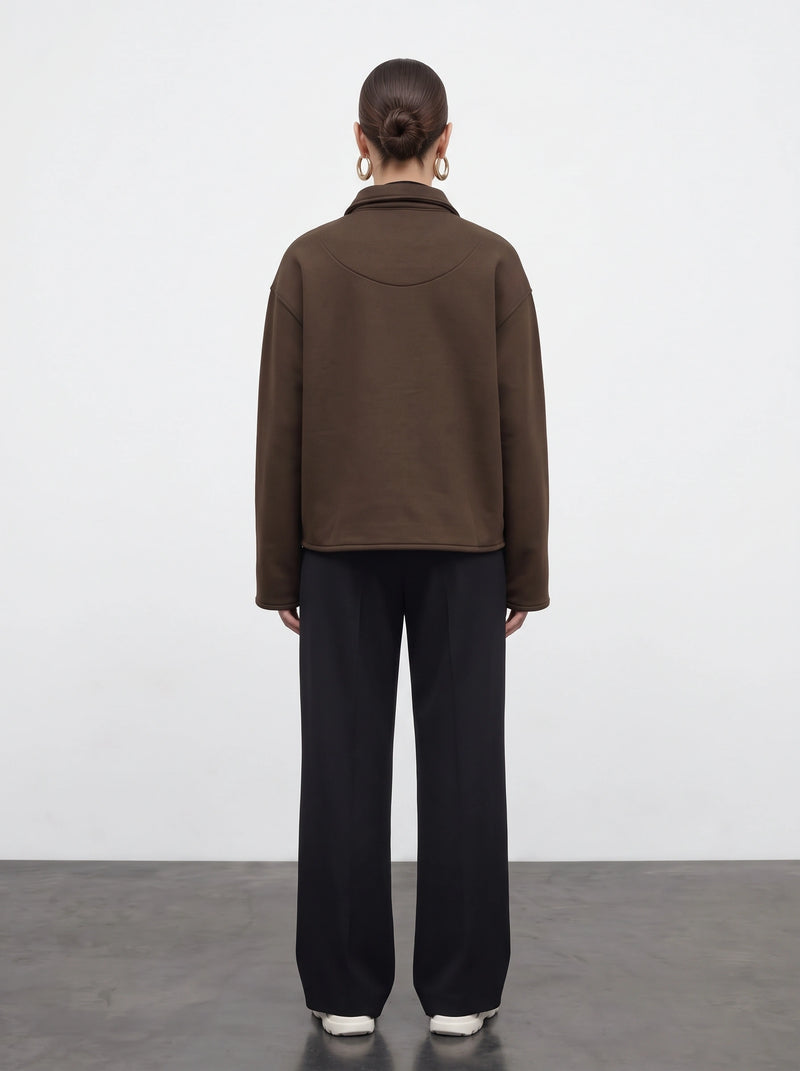 Chocolate Brown Patch Pocket Zip Jacket | Montivo Pakistan