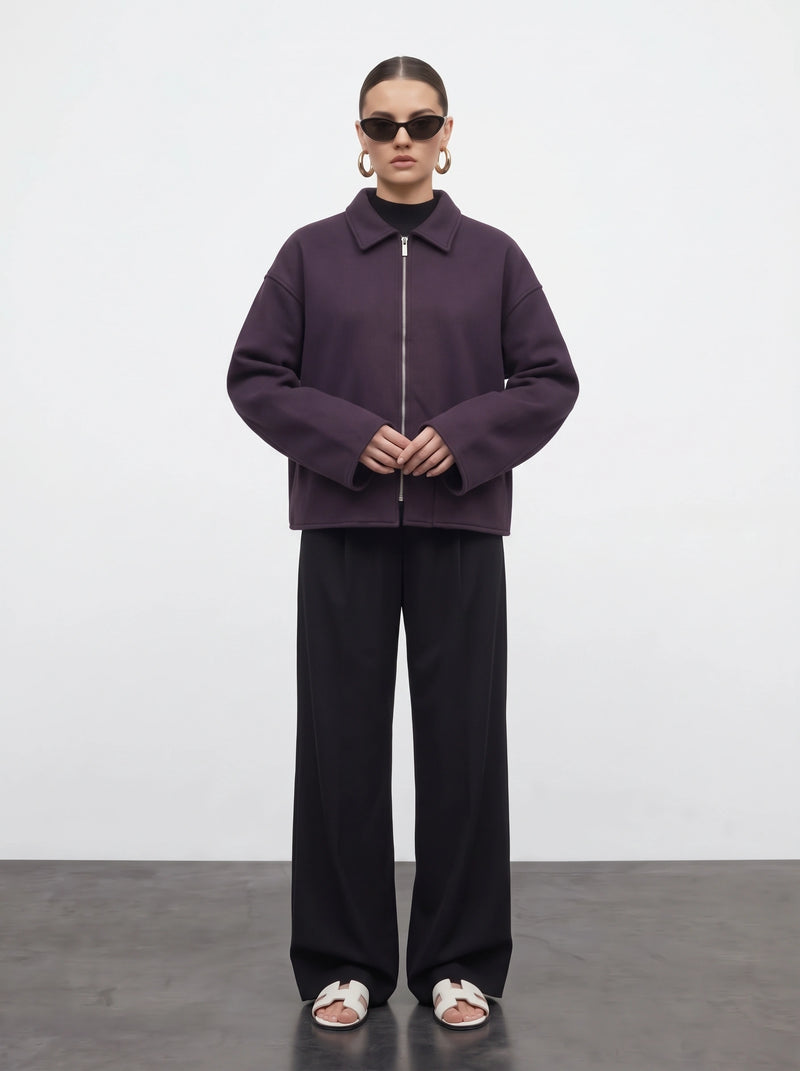 Dark Purple Patch Pocket Zip Jacket | Montivo Pakistan