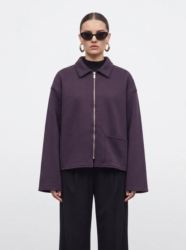 Dark Purple Patch Pocket Zip Jacket | Montivo Pakistan