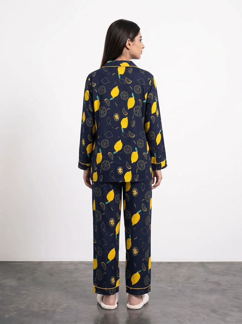 Blue Lemon Print PJ Set