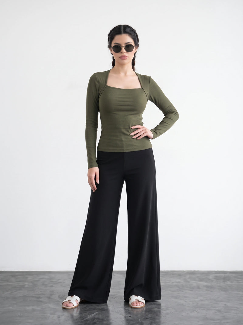 Olive Green Swan Neck Top | Montivo Pakistan