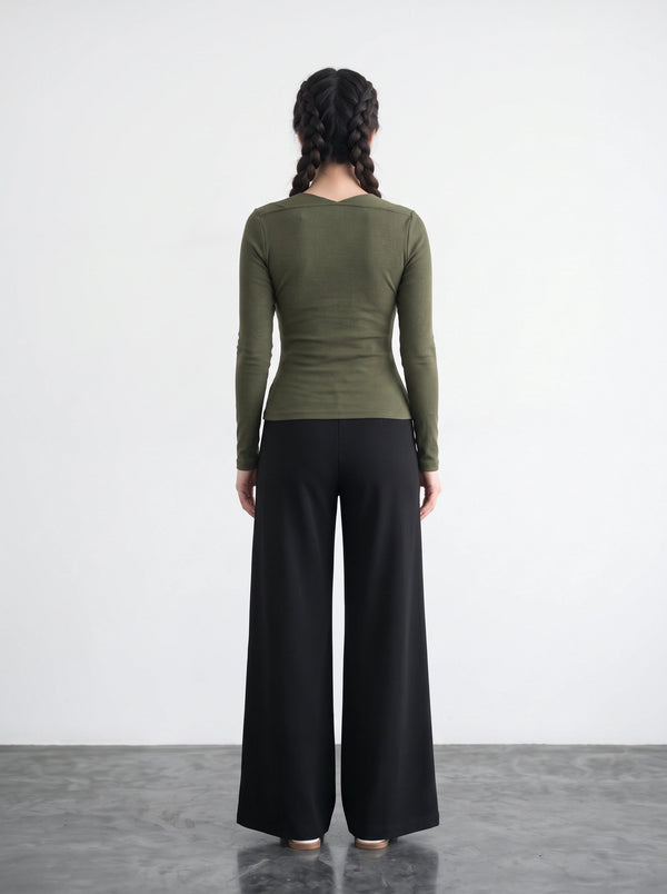 Olive Green Swan Neck Top | Montivo Pakistan