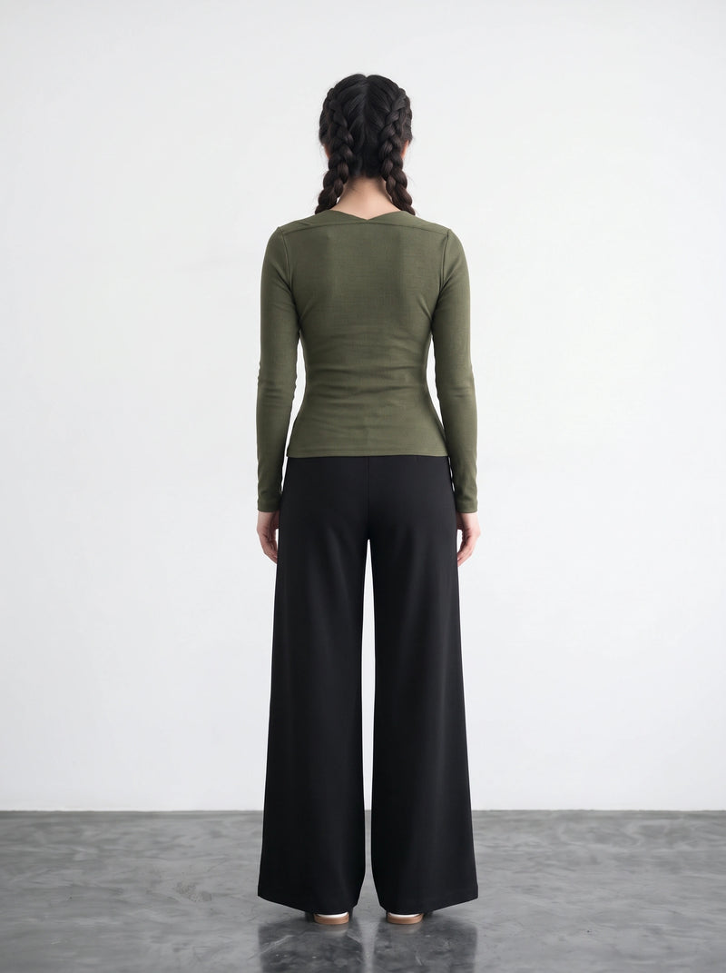 Olive Green Swan Neck Top | Montivo Pakistan