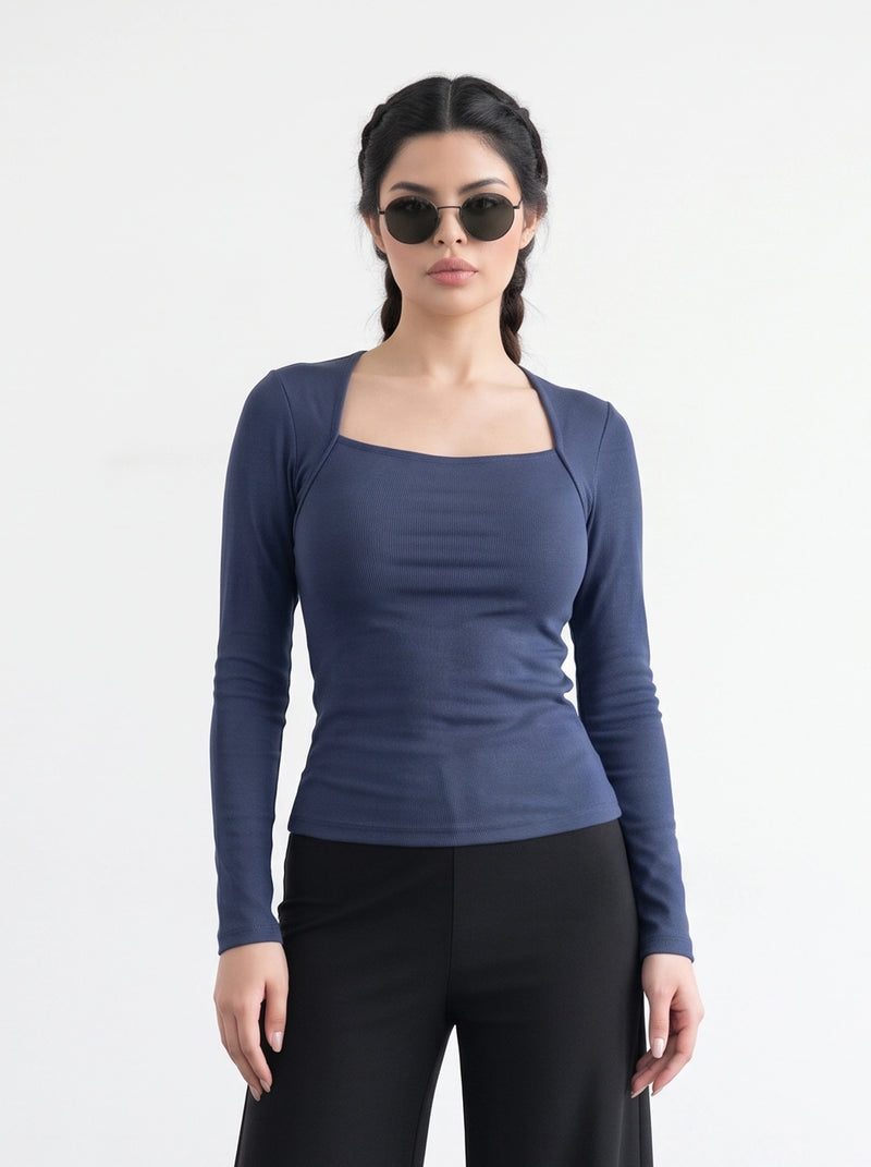 Royal Blue Swan Neck Top | Montivo Pakistan