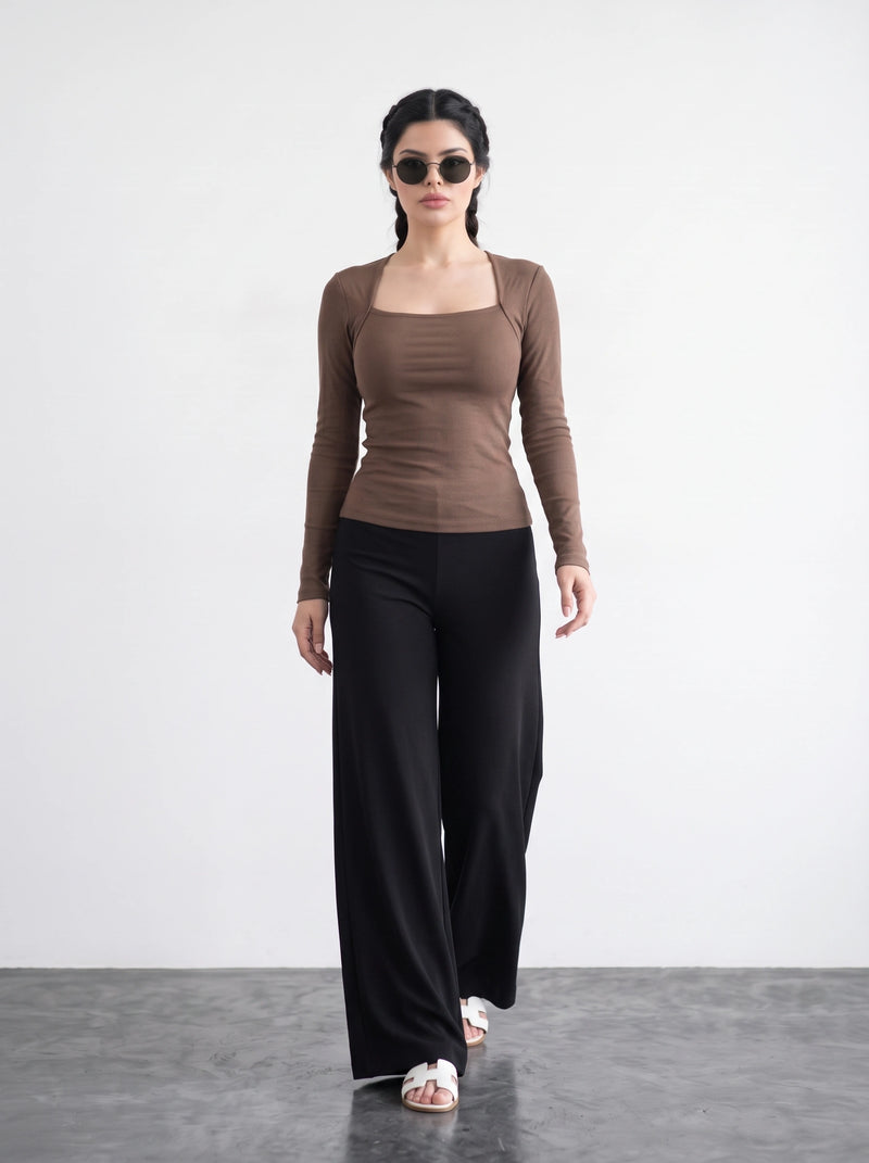 Coffee Swan Neck Top
