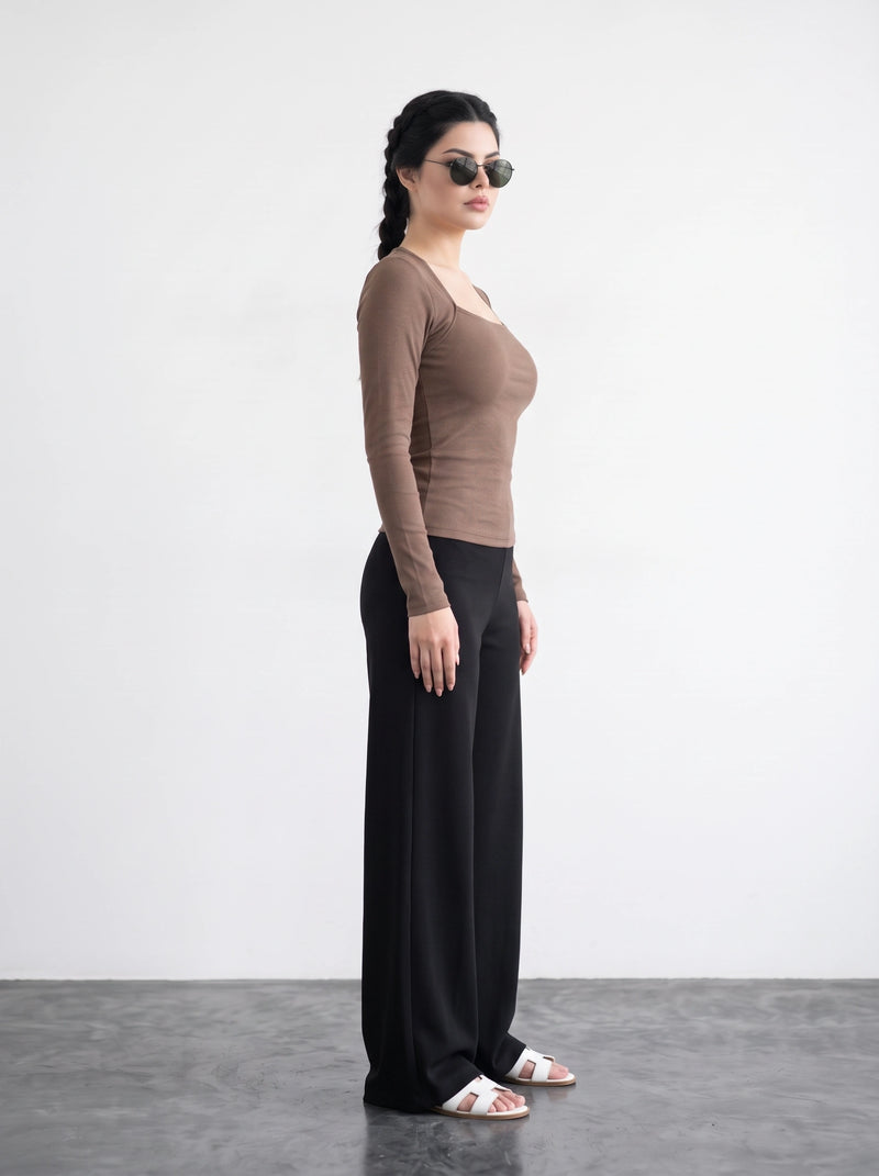 Coffee Swan Neck Top