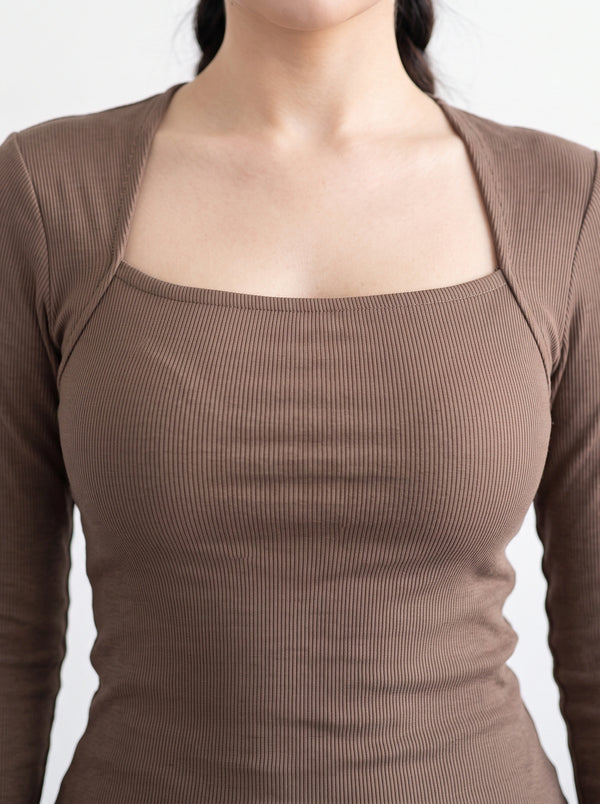 Coffee Swan Neck Top