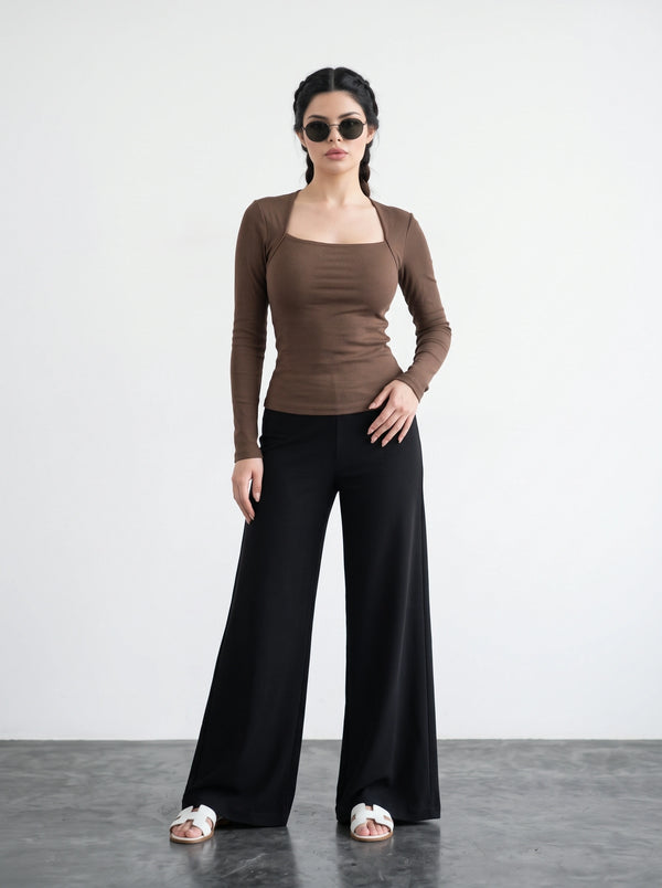 Brown Swan Neck Top