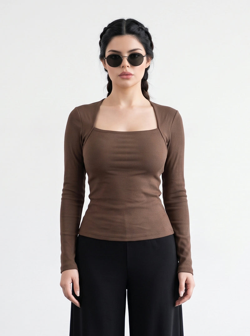 Brown Swan Neck Top | Montivo Pakistan