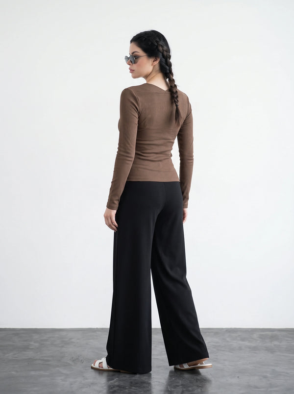 Brown Swan Neck Top