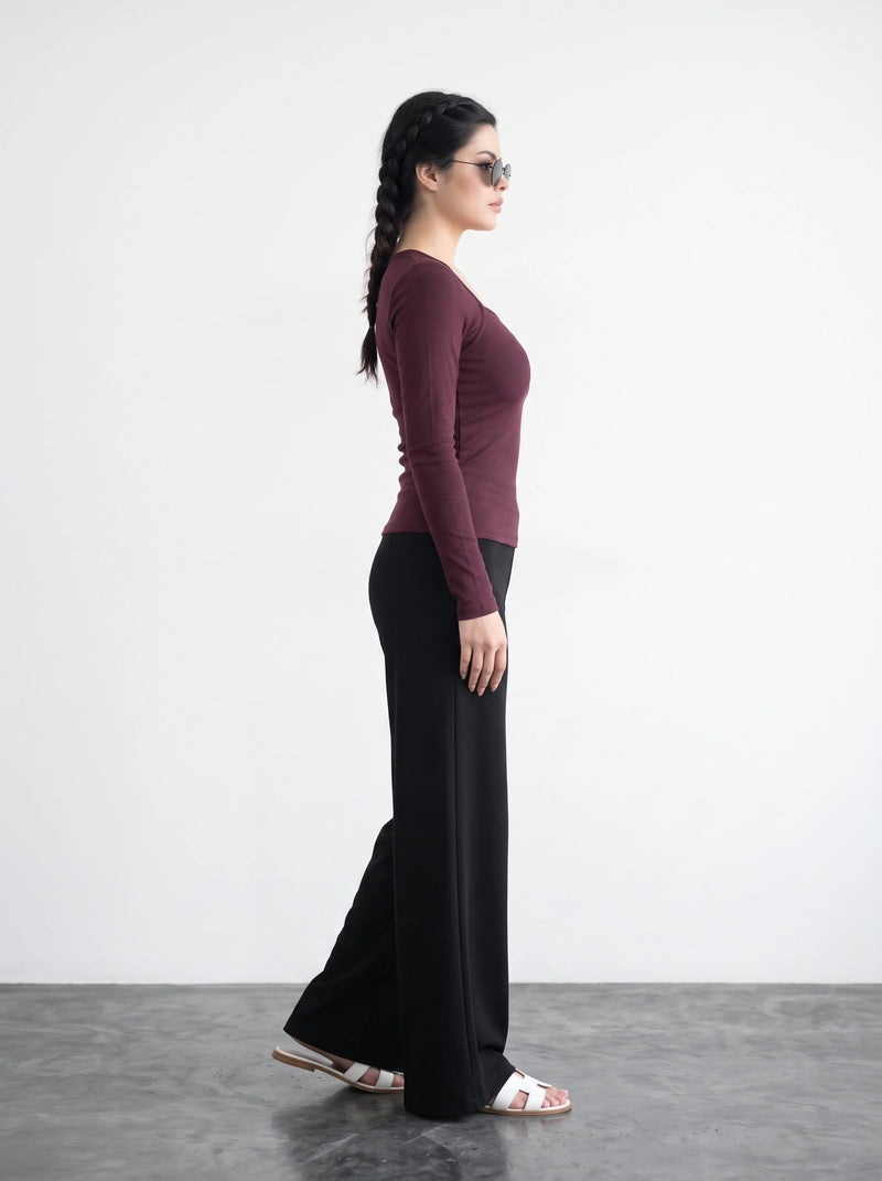 Burgundy Swan Neck Top