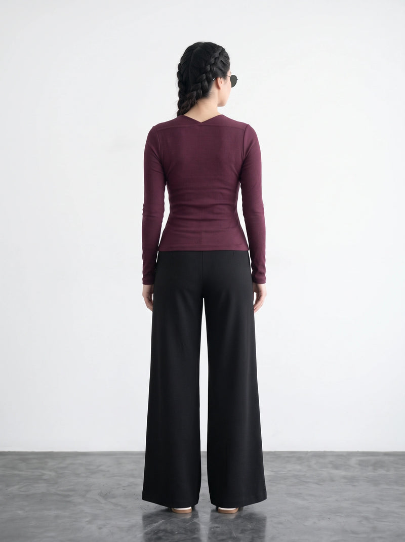 Burgundy Swan Neck Top | Montivo Pakistan