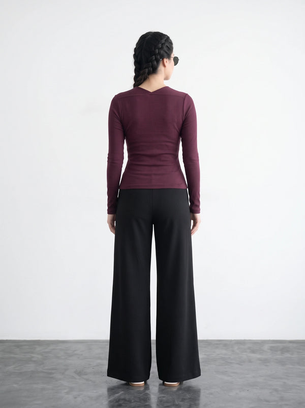 Burgundy Swan Neck Top