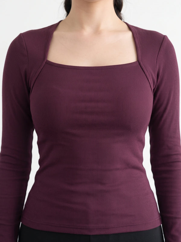 Burgundy Swan Neck Top