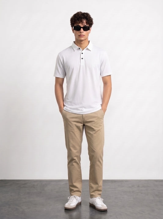 White Textured Nylon Polo | Montivo Pakistan