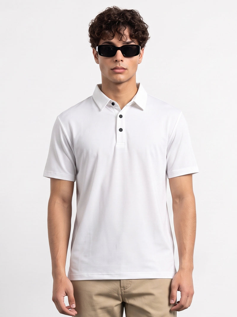 White Textured Nylon Polo | Montivo Pakistan