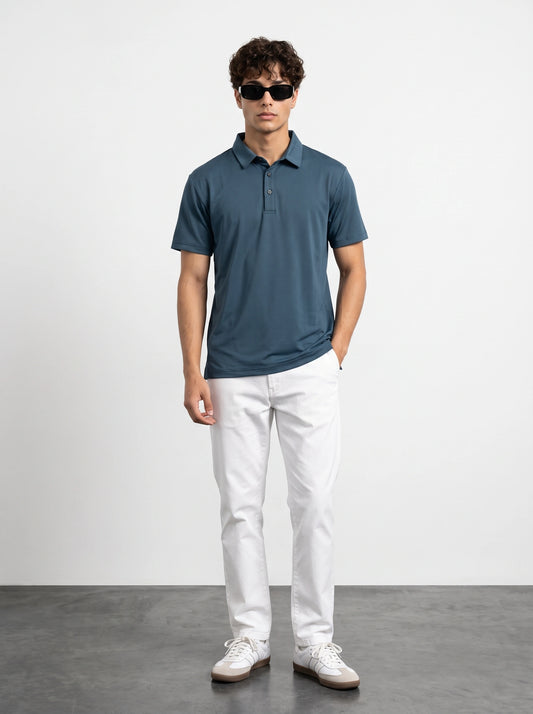 Blue Textured Nylon Polo | Montivo Pakistan