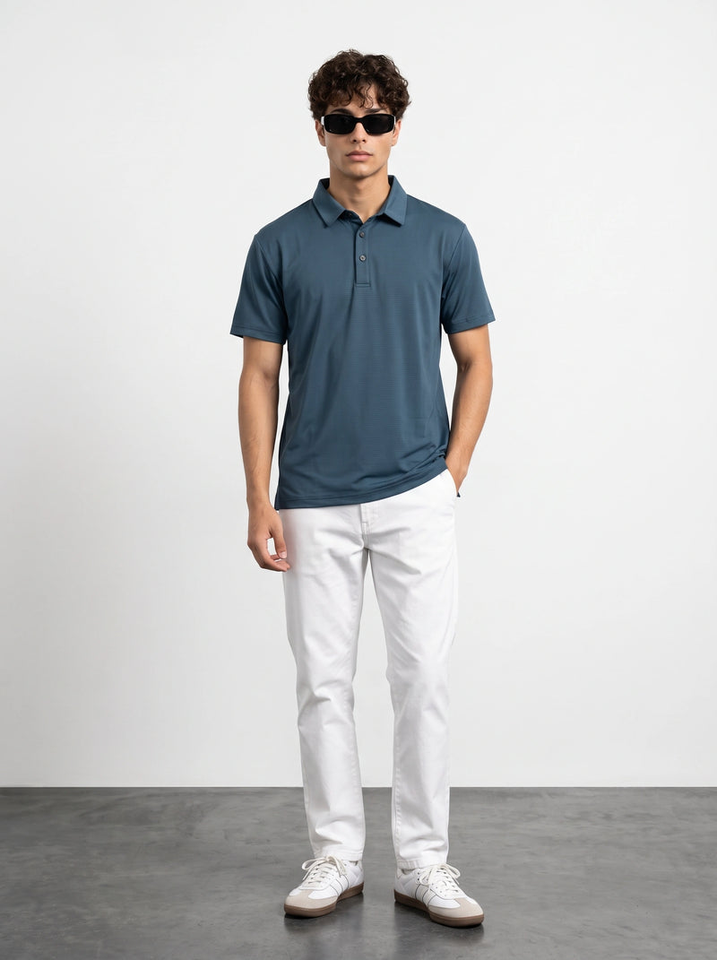 Blue Textured Nylon Polo | Montivo Pakistan