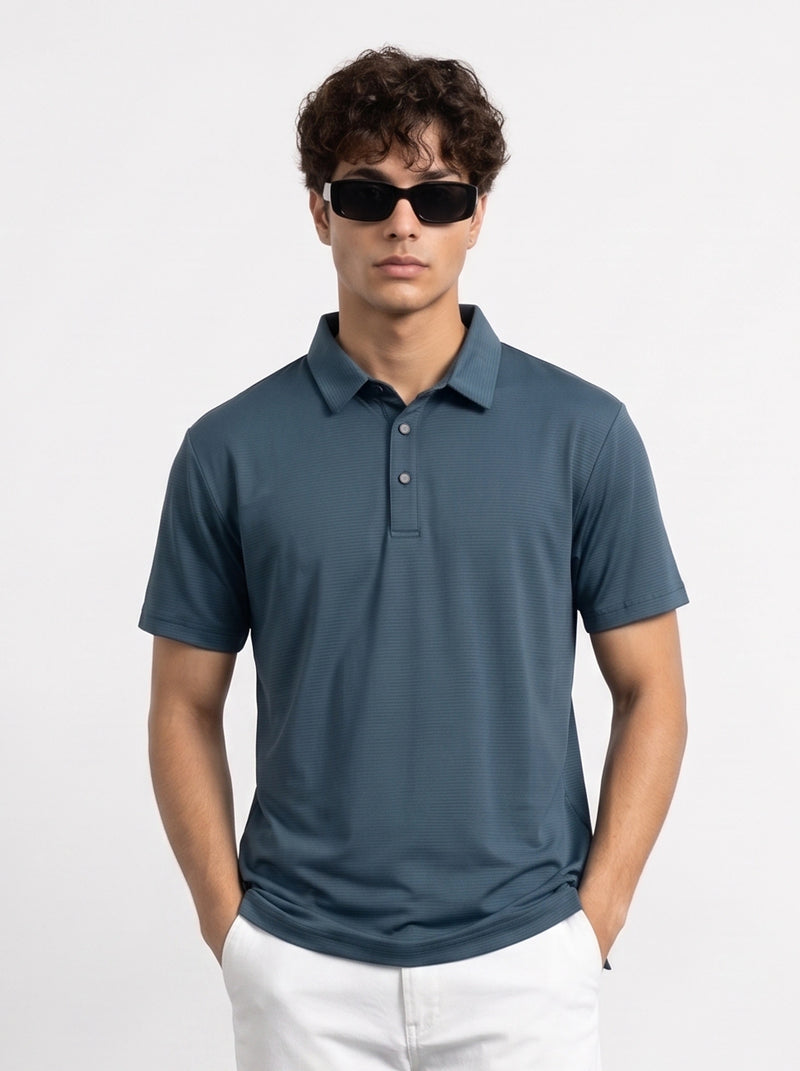 Blue Textured Nylon Polo | Montivo Pakistan