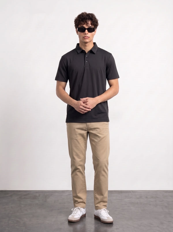 Black Textured Nylon Polo | Montivo Pakistan