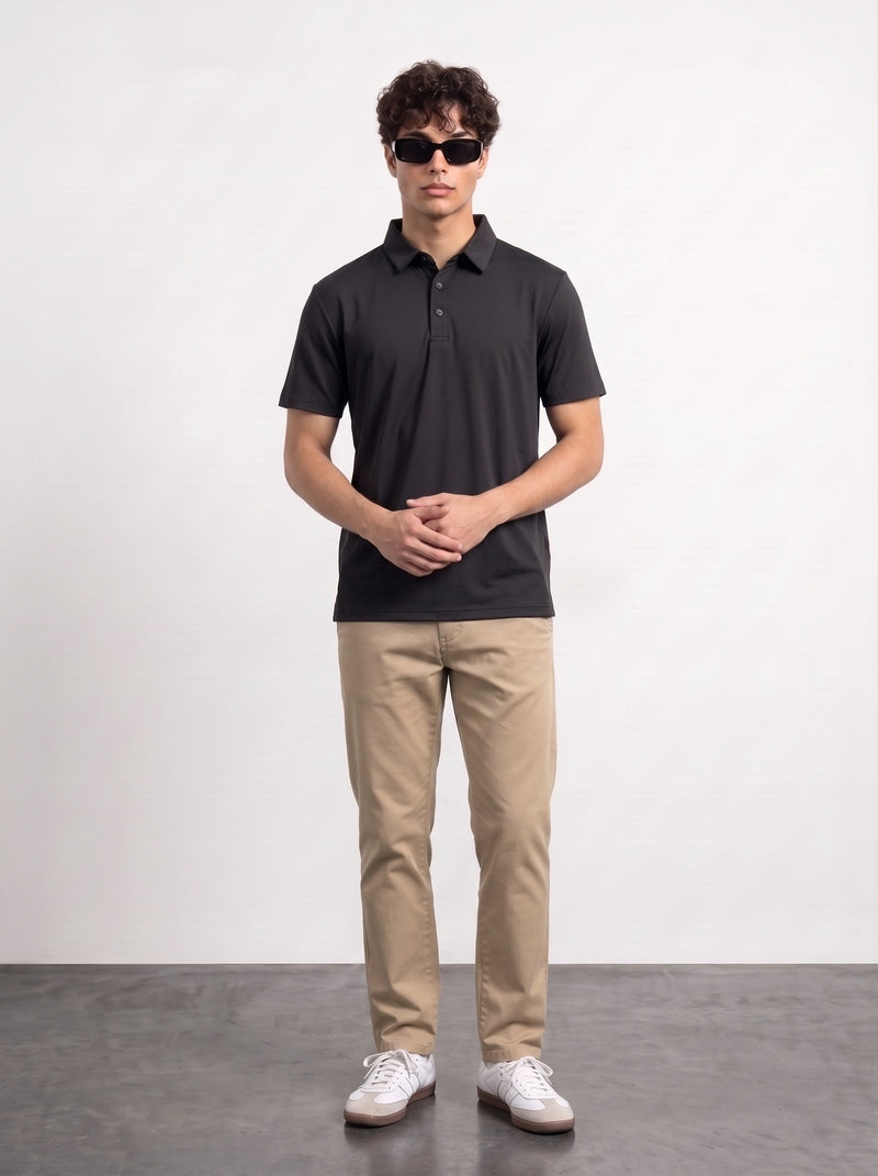 Black Textured Nylon Polo | Montivo Pakistan