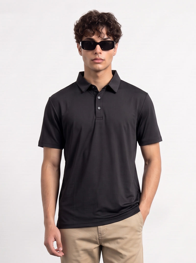 Black Textured Nylon Polo | Montivo Pakistan