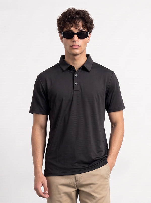 Black Textured Nylon Polo | Montivo Pakistan