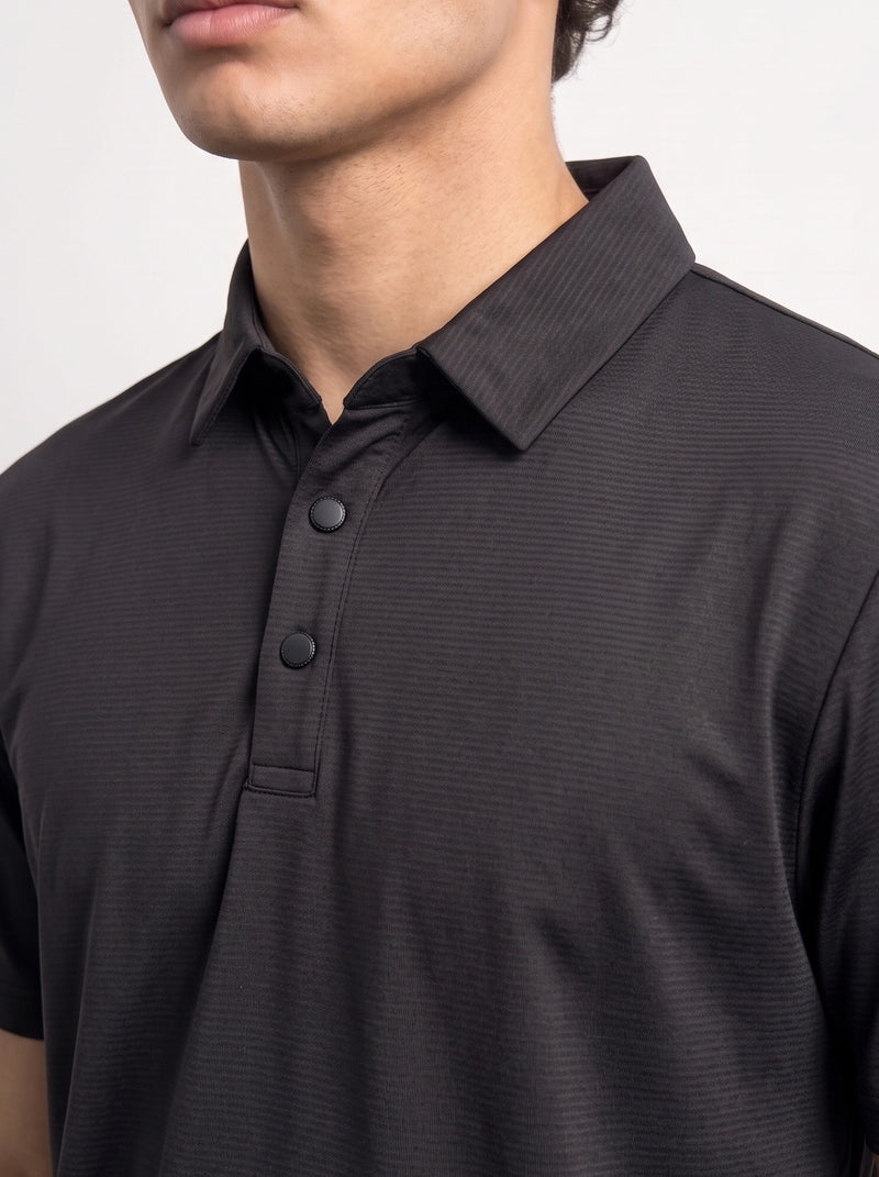 Black Textured Nylon Polo | Montivo Pakistan