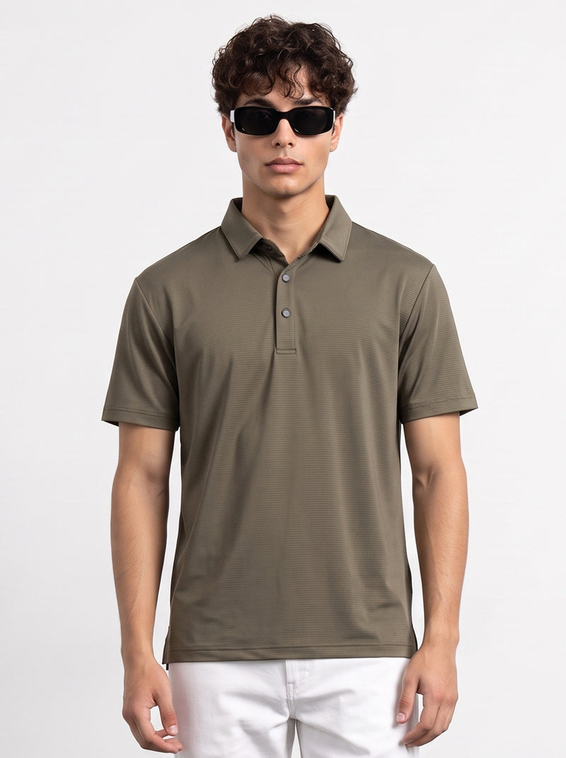 Brown Textured Nylon Polo | Montivo Pakistan