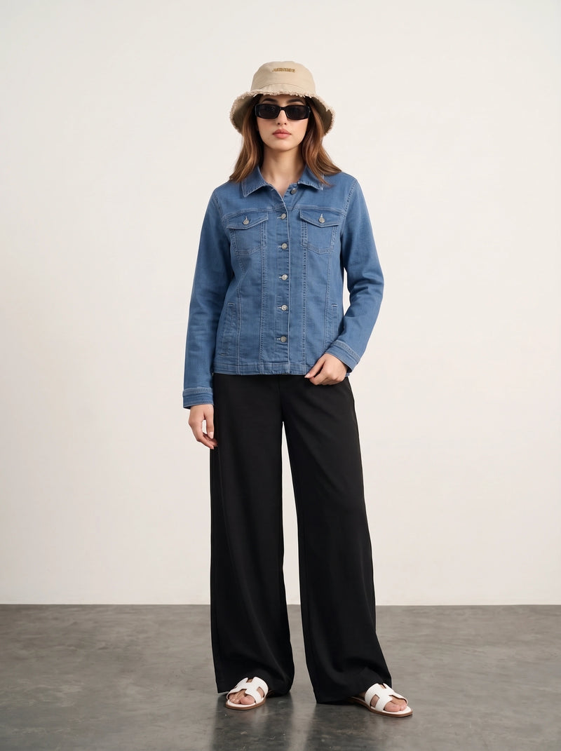 Mid Blue Dad-Fit Denim Jacket | Montivo Pakistan