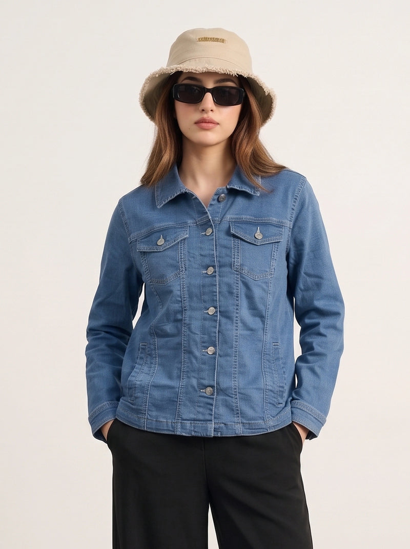 Mid Blue Dad-Fit Denim Jacket | Montivo Pakistan