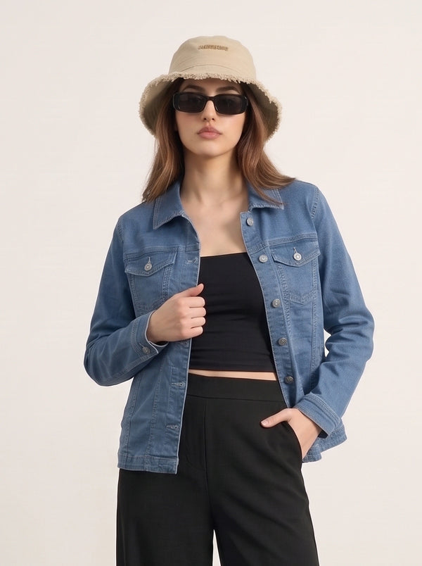 Mid Blue Dad-Fit Denim Jacket