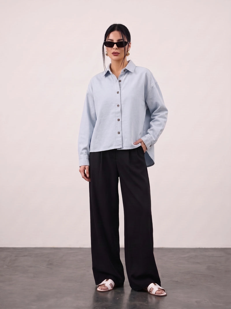 Light Blue Denim Oversized Shacket
